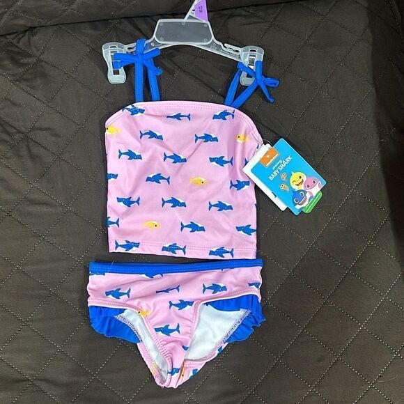 12 month Swimsuit Lot Baby Shark Disney Princess Carters Watermelon Girls NWT - Picture 7 of 9